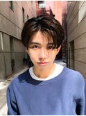艶センターパートニュアンスパーマダークアッシュ韓国マッシュ