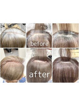 明るい色も楽しめる♪白髪をカバーしながら、ツヤのある上品な髪色へ！【戸塚/白髪ぼかし/白髪染め】