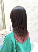 モカグラデーション毛先ピンクカラー