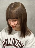 調布ストレートパーマミディアムレイヤーカット暗めグレー40代