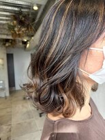 ジェコ ブラン(gecko. brun) ミディアムウルフ/立体感ハイライト/大人女性 #武蔵小山美容室