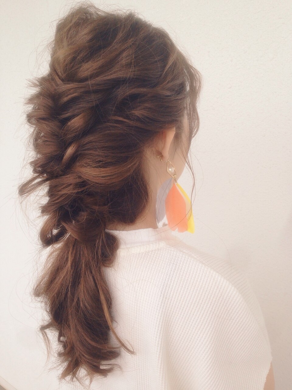 ヘアセット 結婚式ヘア ギブソンタック編み込みルーズアレンジ 大阪市西淀川区塚本の美容室 Colette コレット ヘアセット 結婚式ヘア ギブソンタック編み込みルーズアレンジ 大阪市西淀川区塚本の美容室 Colette コレット