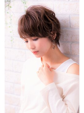 ソア 武蔵小杉(SOAR) ホワイトアッシュハイライトの黒髪エアリーミディショートパーマ