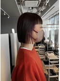 切りっぱなしのぷつっとラインがかわいいボブ