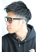 アップバングツーブロック束感ショートアッシュブラック