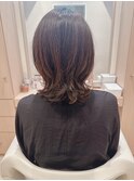大人ボブルフワンカールくびれヘア似合わせグレージュアラフォー
