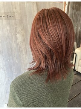 ココカラヘアー ニコ(cococara hair nico) ミディアムウルフ/ピンクブラウン/前髪なし/ブリーチなし☆