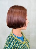 ショートボブ/透明感ローズブラウン