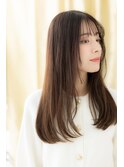 マロンベージュシースルーバングフェミニンロングZ越谷30代40代