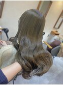 ブリーチなしダブルカラー/オリーブグレージュ/透明感/横浜