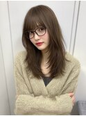 セミロング 顔周りカット ジグザグレイヤー 透明感 20代30代