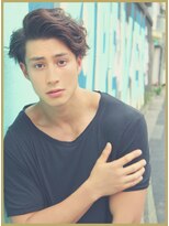 ジジバイワースホワイル(jiji by WORTH WHILE)&nbsp;アッシュブラックウルフマッシュパーマハイライト波巻きショート