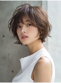 ★グレージュデザインカラーハッシュカットツートンカラーボブ