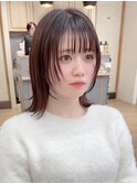 韓国前髪顔周り×ハッシュレイヤー　暗めカラー/酸性ストレート
