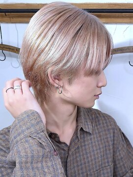 ブレイズヘアー(BLAZEhair) 【メンズにも人気】ホワイトミルクティピンク×ブリーチ４回