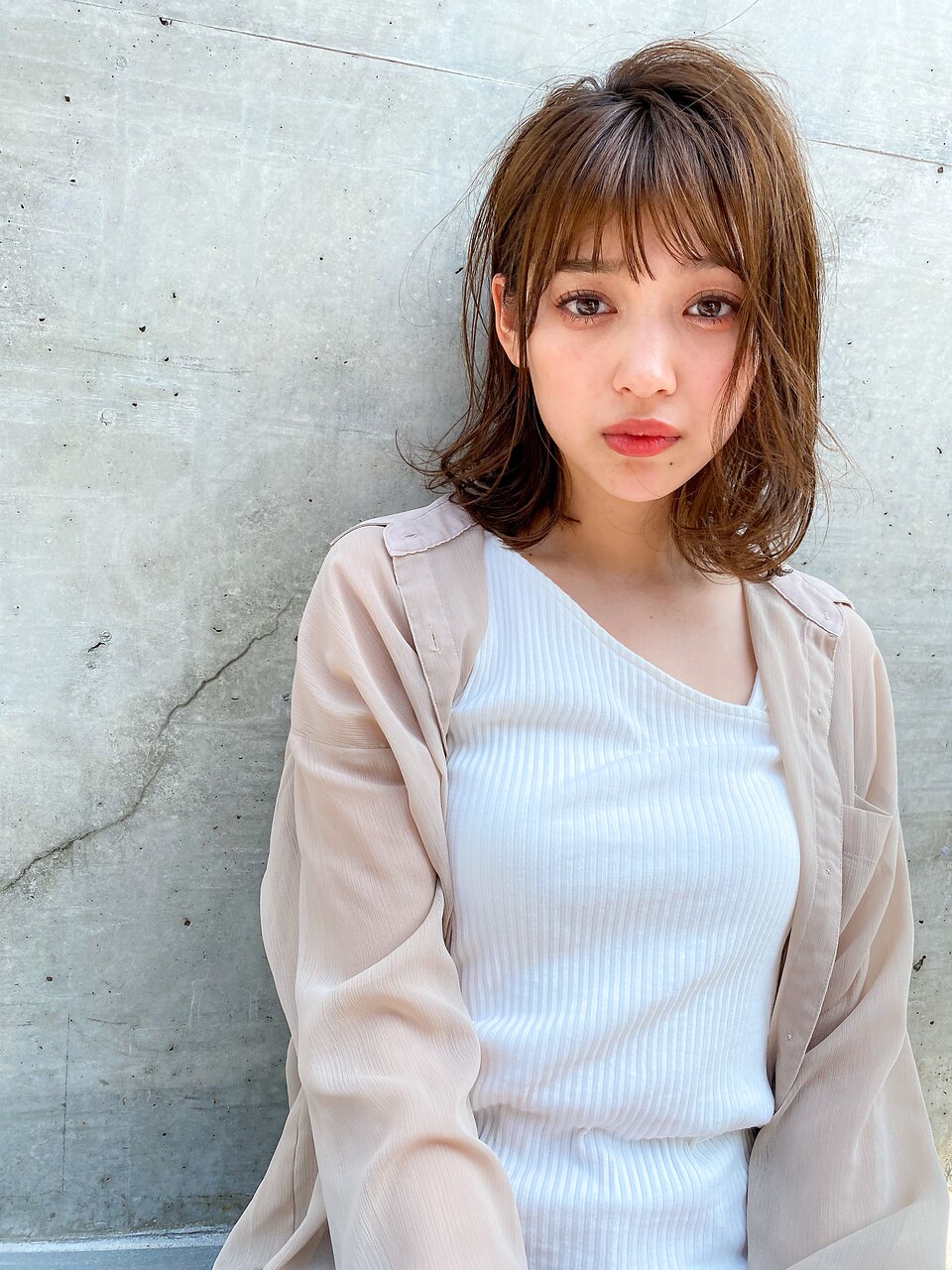 【技術自慢の定番メニュー☆】小顔カット＋オリジナル全体カラー　　9000