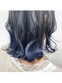 ネイビーカラー外ハネstyle