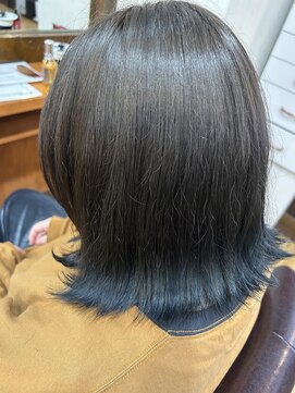 ララ(LALA) 裾カラー/ブルー/ネイビー/ダークグリーン/大人可愛い