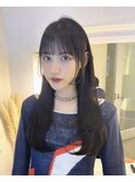 ワイドバング×黒髪ロング×ワンカールレイヤー