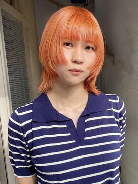 ボコカ(bococa) 【macana指名】ケアブリーチオレンジ暖色ウルフボブ登戸