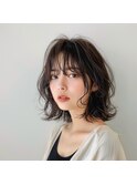 外ハネミディアム×パーマ