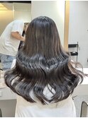 ハイライトカラーくびれヘアアプリコットオレンジ