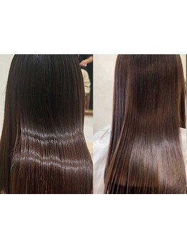 顕微鏡による毛髪診断で個々の髪質を見極め、しっかりと癖を伸ばします♪手触りのいい柔らかい艶髪が叶う☆