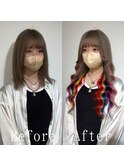 レインボーカラー#シールエクステ#バイカラー#韓国#小顔#宇都宮