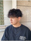 波巻きパーマ/メンズカット/メンズパーマ/センターパート