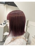 ぷつっとボブ 切りっぱなしボブ ボルドーカラー
