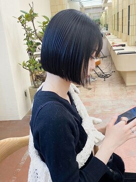 パークレーン アイス イヴェン(park lane ICI yeven) 切りっぱなしボブ　ミニボブ　ボブ　前髪　矢場町　黒髪　/rena