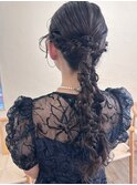 ヘアセット 個性的おしゃれ可愛い編み込み2ポニースタイル