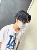 センターパート　フェザーパーマ