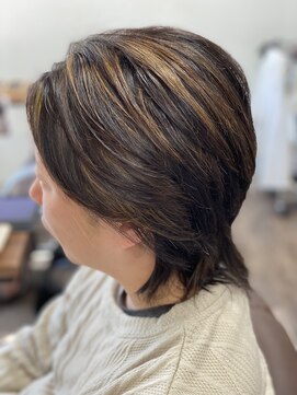 ヘア ナヴォーナ 大浦店(hair NAVONA) ウルフ ハイライト サイドパート