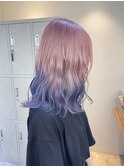 ペールピンク×パープルのルーツカラー