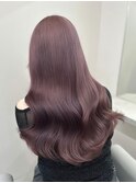 16424黒髪ローズブラウンダークレッドレイヤーワンホンヘア