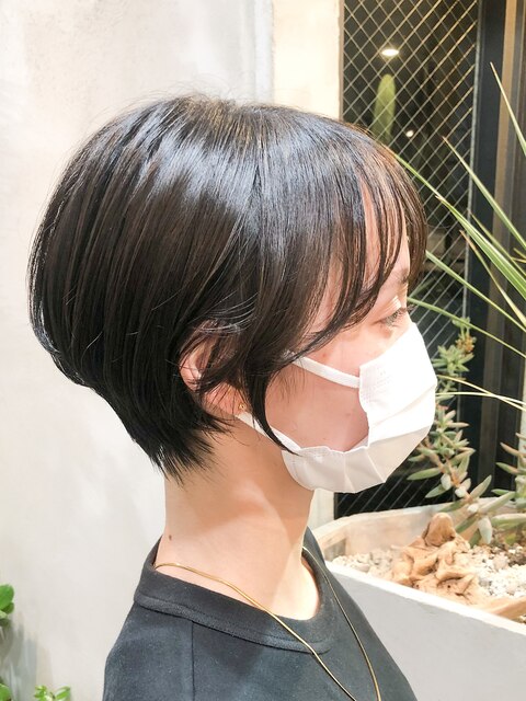 【暗髪オリーブベージュ】の柔らかいショート/横浜髪質改善