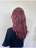 ピンクカラーピンクブラウン 透け感ダブルカラー暖色