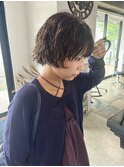 ショートボブブラウンパーマ