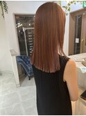 マロンベージュ/くすみベージュ×切りっぱなし