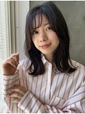 ナチュラルボブ前髪ありイメチェン30代40代ミディアムレイヤー