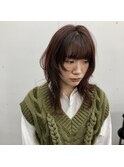 大人かわいいベージュウルフカット髪質改善トリートメント