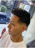 東京barber日本橋スキンフェードアイロンパーマ濡れパンスタイル