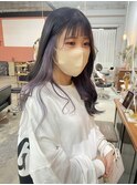 イヤリングカラーラベンダーグレージュ顔周りレイヤーカット韓国