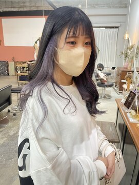 チャプター 問屋町(chapter) イヤリングカラーラベンダーグレージュ顔周りレイヤーカット韓国