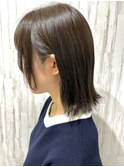 30代40代50代小顔ミディアム外ハネボブオリーブベージュ