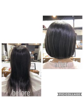 カミケン 方木田店(kamiken.) 大人かわいい艶感ナチュラルボブ学生カット【カミケン方木田店】