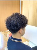 メンズマッシュツーブロ刈り上げツイストスパイラル波巻きパーマ