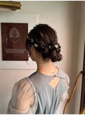 ヘアセット結婚式二次会お呼ばれドレスヘアアレンジシニヨン