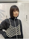 ◎切りっぱなしボブ縮毛矯正ショートボブストレートパーマ